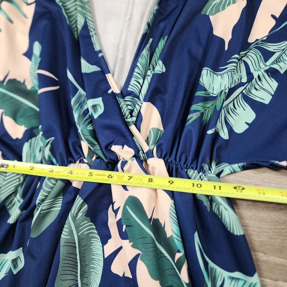 Tropical Navy Blue Floral Cover Up Dress Small - Picture 8 of 15